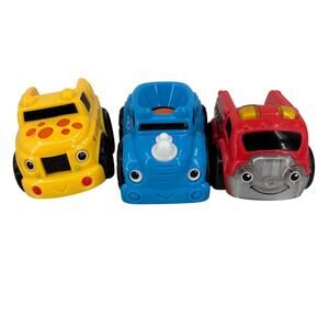 Fisher Price Lil Zoomers Vehicles Lot of 3 Red Fire Truck Yellow Blue Push Cars